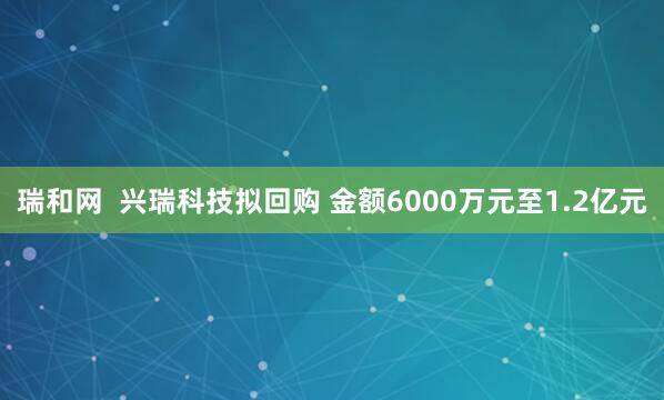 瑞和网  兴瑞科技拟回购 金额6000万元至1.2亿元