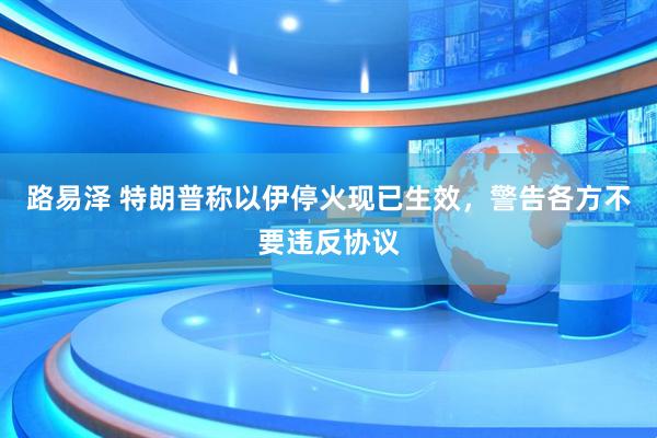 路易泽 特朗普称以伊停火现已生效，警告各方不要违反协议