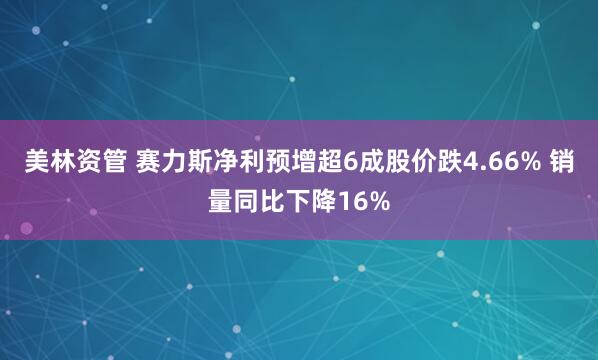 美林资管 赛力斯净利预增超6成股价跌4.66% 销量同比下降16%