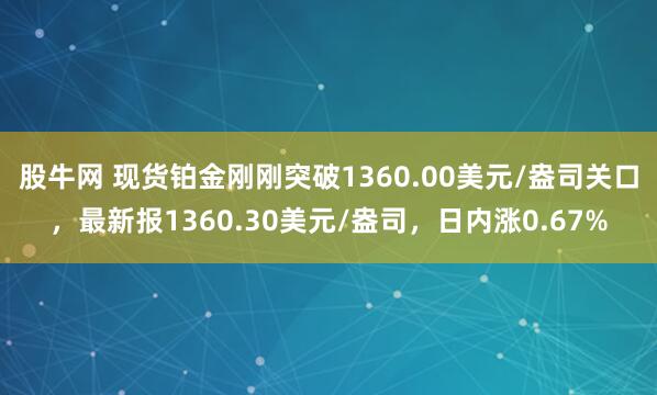 股牛网 现货铂金刚刚突破1360.00美元/盎司关口，最新报1360.30美元/盎司，日内涨0.67%