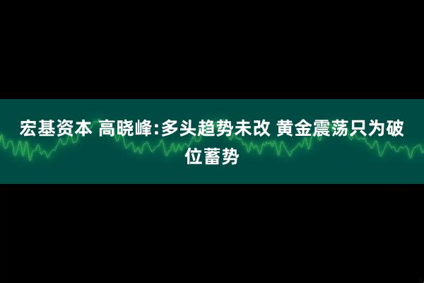 宏基资本 高晓峰:多头趋势未改 黄金震荡只为破位蓄势